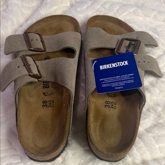 Birkenstock Arizona Soft Footbed Suede Sandals Taupe Size 38 BNIB - Picture 6 of 8
